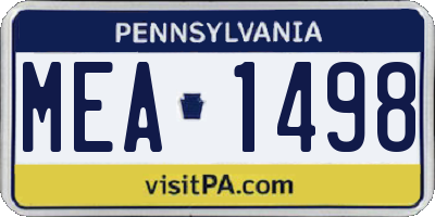PA license plate MEA1498