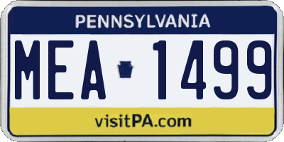 PA license plate MEA1499