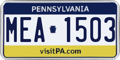 PA license plate MEA1503