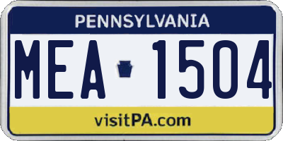 PA license plate MEA1504