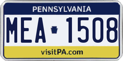 PA license plate MEA1508