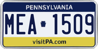 PA license plate MEA1509