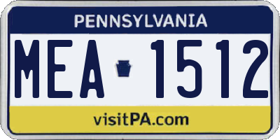PA license plate MEA1512