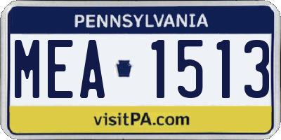 PA license plate MEA1513