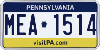 PA license plate MEA1514