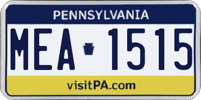 PA license plate MEA1515
