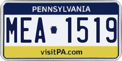 PA license plate MEA1519