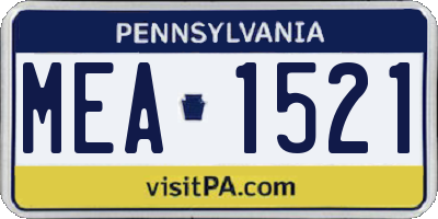 PA license plate MEA1521