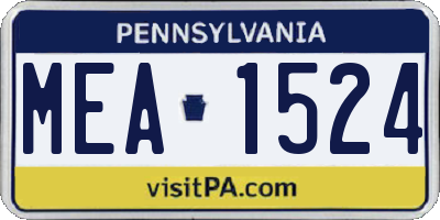 PA license plate MEA1524