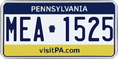 PA license plate MEA1525
