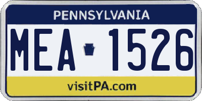 PA license plate MEA1526