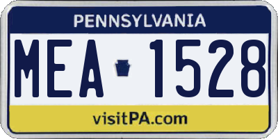 PA license plate MEA1528