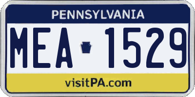 PA license plate MEA1529