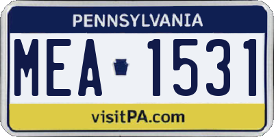 PA license plate MEA1531
