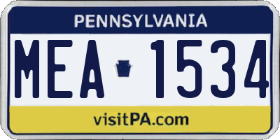 PA license plate MEA1534