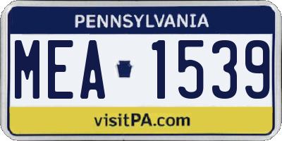 PA license plate MEA1539