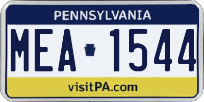 PA license plate MEA1544