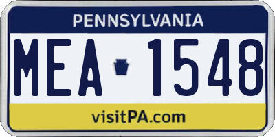 PA license plate MEA1548