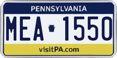 PA license plate MEA1550