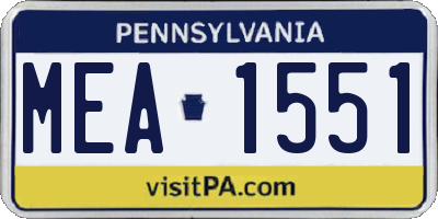PA license plate MEA1551