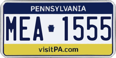 PA license plate MEA1555