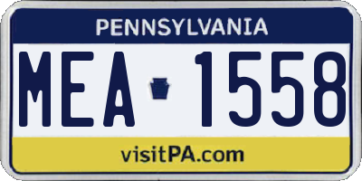PA license plate MEA1558