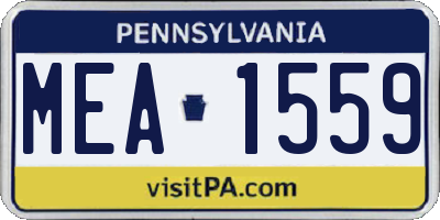 PA license plate MEA1559