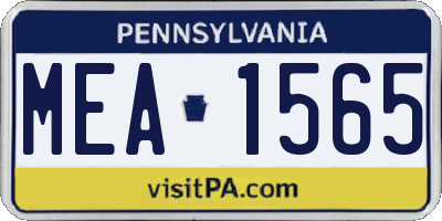 PA license plate MEA1565
