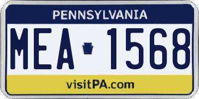 PA license plate MEA1568