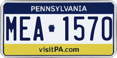 PA license plate MEA1570
