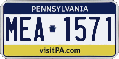 PA license plate MEA1571