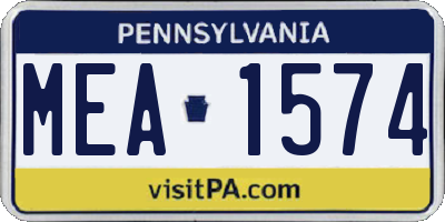 PA license plate MEA1574