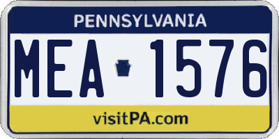 PA license plate MEA1576