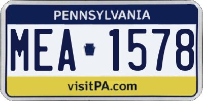 PA license plate MEA1578