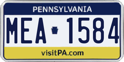 PA license plate MEA1584