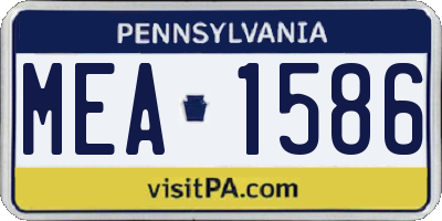 PA license plate MEA1586