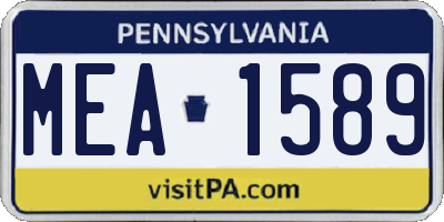 PA license plate MEA1589