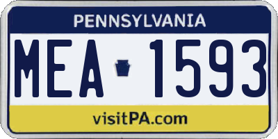 PA license plate MEA1593