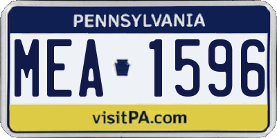 PA license plate MEA1596