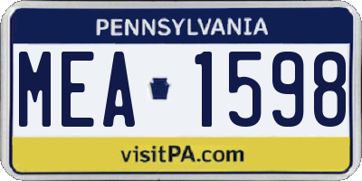 PA license plate MEA1598