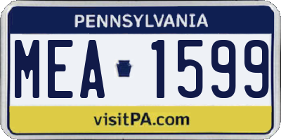 PA license plate MEA1599