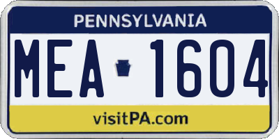 PA license plate MEA1604