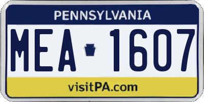 PA license plate MEA1607
