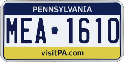 PA license plate MEA1610