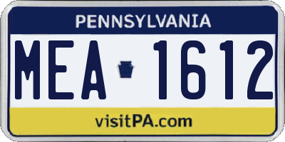 PA license plate MEA1612
