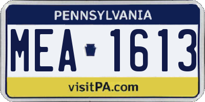 PA license plate MEA1613
