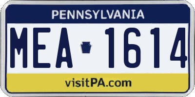 PA license plate MEA1614