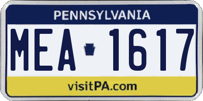 PA license plate MEA1617