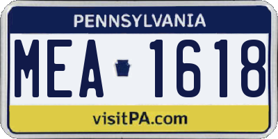 PA license plate MEA1618