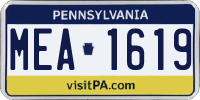 PA license plate MEA1619